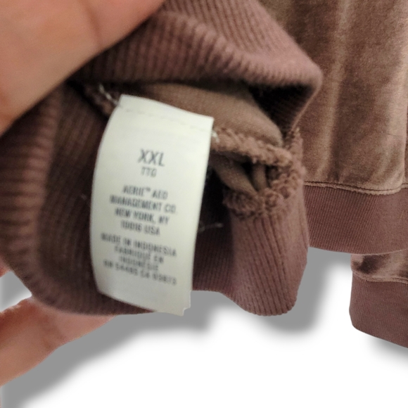 Aerie Velour Cropped Zip Up Hoodie, XXL - Picture 4 of 6